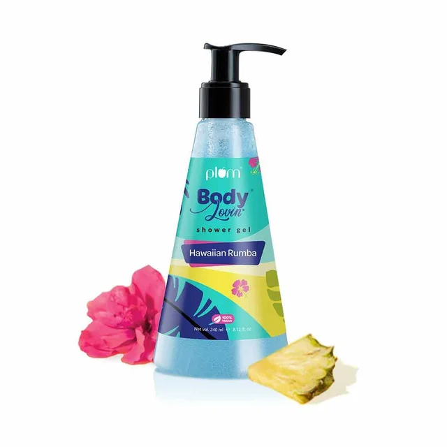 Plum Body Lovin Hawaiian Rumba Shower Gel 240ml | Refreshing Tropical Fragrance | Sulphate-Free & Gentle Cleanser | Hydrates Skin & Vegan, Daily Use Body Wash