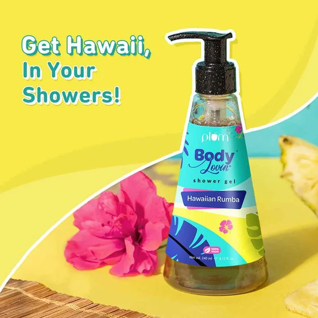 Plum Body Lovin Hawaiian Rumba Shower Gel 240ml | Refreshing Tropical Fragrance | Sulphate-Free & Gentle Cleanser | Hydrates Skin & Vegan, Daily Use Body Wash