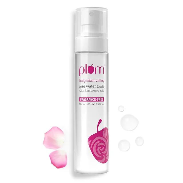 Plum Bulgarian Valley Rose Water Face Toner 100ml | With Hyaluronic Acid | Hydrating & Pore Tightening | Balances pH, Alcohol-Free | For Oily, Acne-Prone & Combination Skin | Women & Men | Vegan