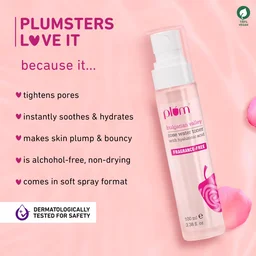 Plum Bulgarian Valley Rose Water Face Toner 100ml | With Hyaluronic Acid | Hydrating & Pore Tightening | Balances pH, Alcohol-Free | For Oily, Acne-Prone & Combination Skin | Women & Men | Vegan