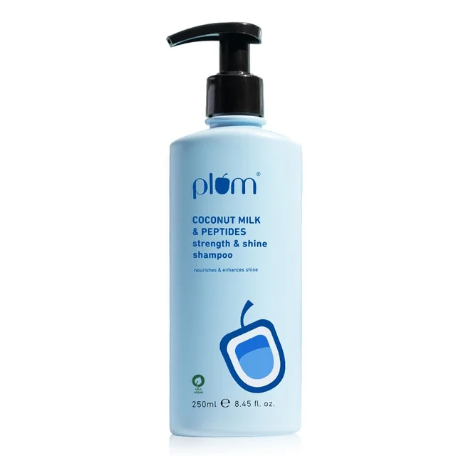 Plum Coconut Milk & Peptides Strength & Shine Shampoo 250ml | 22X Smoother Hair | Smoothening & Strengthening with Coconut Milk & Pea Peptide | Paraben-Free & Vegan