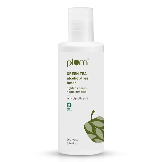 Plum Green Tea Face Toner 200ml | With Glycolic Acid | Alcohol-Free | Fights Pimples, Tightens Pores & Controls Oil | Gently Exfoliates Dead Skin Cells | For Oily & Acne-Prone Skin | Women & Men | Vegan