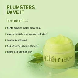 Plum Green Tea Renewed Clarity Night Gel 50ml with Glycolic Acid | Hydrating Night Cream for Women | Fights Acne, Repairs Overnight | Lightweight, Vegan & Paraben-Free