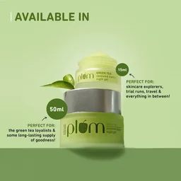 Plum Green Tea Renewed Clarity Night Gel 50ml with Glycolic Acid | Hydrating Night Cream for Women | Fights Acne, Repairs Overnight | Lightweight, Vegan & Paraben-Free