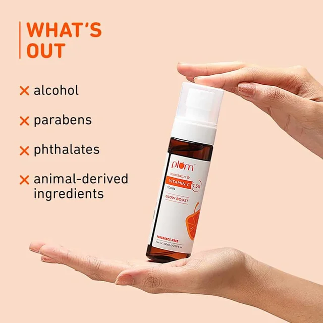 Plum Vitamin C Face Toner 100ml | With Mandarin & Kakadu | Alcohol-Free | Brightens & Reduces Pigmentation | For Glowing Skin | For Oily, Combination, Acne-Prone, Dry, Normal & Sensitive Skin | Women & Men | Vegan