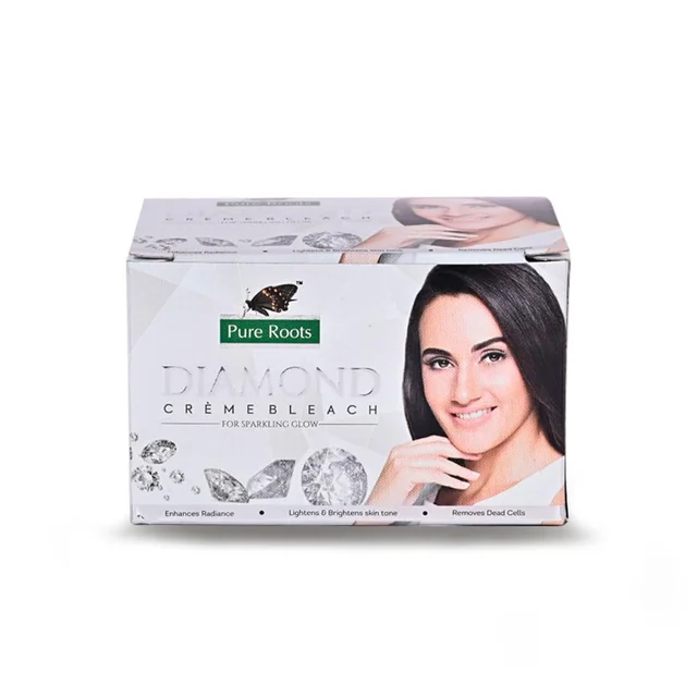 Pure Roots Diamond Cream Bleach 224g | For Sparkling Glow | Tan Removal & Even Skin Tone | Skin brightening bleach | Dark spot reduction | Remove Tan & Dead Skin Cell | Ideal for All Skin Types |