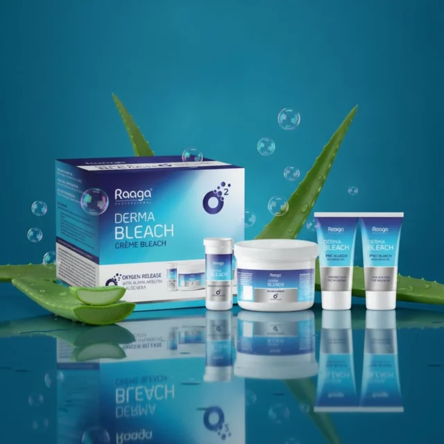 Raaga Professional Derma Bleach Creme 290g with Combo Kit | Oxygen Release Formula with Aloe Vera & Alpha Arbutin | Skin Brightening, Hydration & Salon Care