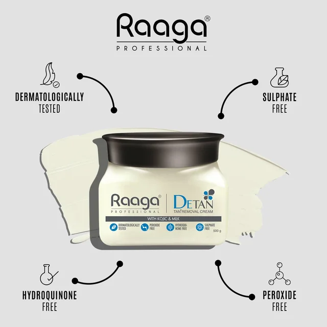 Raaga Professional De-Tan Pack | Salon-Grade Tan Removal Cream | Skin Brightening | Dermatologically Tested | Sulphate Free | 500g