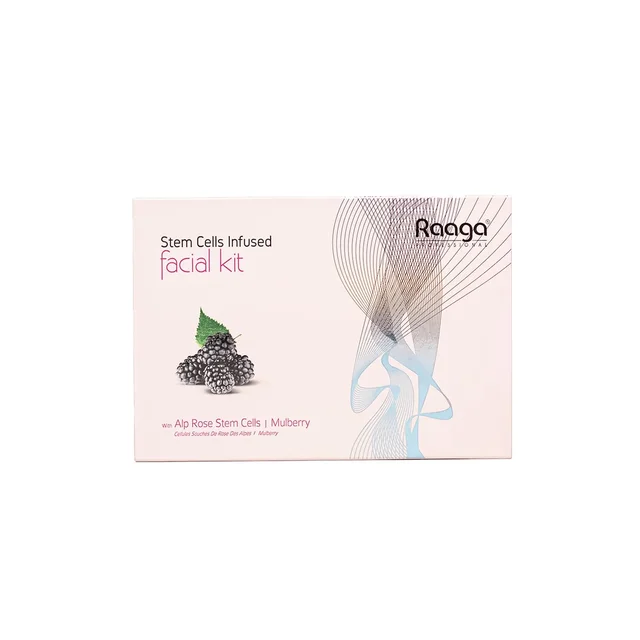 Raaga Professional Stem Cells Infused Mulerry 6 Step Facial Kit - 61g | With Mulberry and Alp Rose Stem Cells | Reduces Dark Spots | Rejuvenating facial | Anti-Aging Facial Kit | Deep Hydrating | for All Skin Types