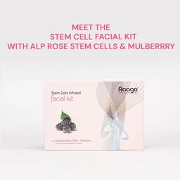 Raaga Professional Stem Cells Infused Mulerry 6 Step Facial Kit - 61g | With Mulberry and Alp Rose Stem Cells | Reduces Dark Spots | Rejuvenating facial | Anti-Aging Facial Kit | Deep Hydrating | for All Skin Types