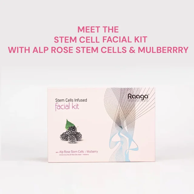 Raaga Professional Stem Cells Infused Mulerry 6 Step Facial Kit - 61g | With Mulberry and Alp Rose Stem Cells | Reduces Dark Spots | Rejuvenating facial | Anti-Aging Facial Kit | Deep Hydrating | for All Skin Types