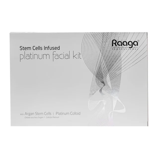 Raaga Professional Stem Cells Infused Platinum 6 Step Facial Kit - 61g | with Argan Stem Cells & Platinum Colloid | Restore Skin Balance | Skin cell regeneration | Suitable for All Skin Types