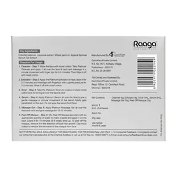 Raaga Professional Stem Cells Infused Platinum 6 Step Facial Kit - 61g | with Argan Stem Cells & Platinum Colloid | Restore Skin Balance | Skin cell regeneration | Suitable for All Skin Types