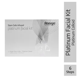 Raaga Professional Stem Cells Infused Platinum 6 Step Facial Kit - 61g | with Argan Stem Cells & Platinum Colloid | Restore Skin Balance | Skin cell regeneration | Suitable for All Skin Types