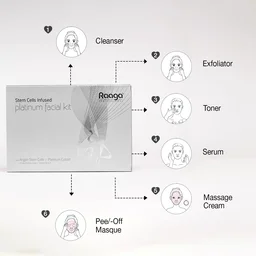 Raaga Professional Stem Cells Infused Platinum 6 Step Facial Kit - 61g | with Argan Stem Cells & Platinum Colloid | Restore Skin Balance | Skin cell regeneration | Suitable for All Skin Types