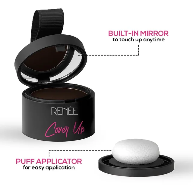 Renee RENEE Cover-Up Hair Powder ( Brown ) 4g | Helps Cover Grey Roots & Patches | Highly Pigmented | Matte Finish | Invisible Flawless Finish | Instant Coverage | Long-Lasting