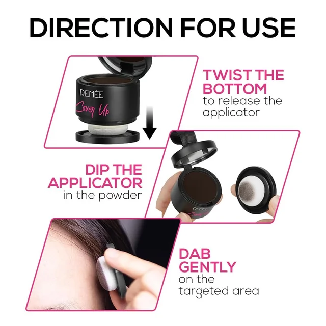 Renee RENEE Cover-Up Hair Powder ( Brown ) 4g | Helps Cover Grey Roots & Patches | Highly Pigmented | Matte Finish | Invisible Flawless Finish | Instant Coverage | Long-Lasting