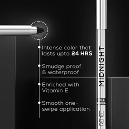 Renee Midnight Kohl Pencil Kajal | Bold, Smudge-Proof Eyes | 24 Hrs Long Stay | Waterproof | Vitamin E | Matte Finish | Intense Black Color | Rich Color Payoff 1.5 Gm