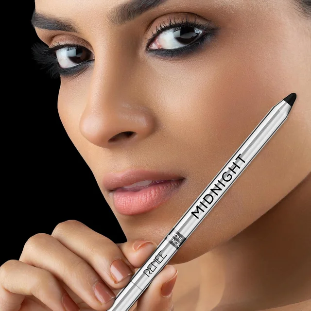 Renee Midnight Kohl Pencil Kajal | Bold, Smudge-Proof Eyes | 24 Hrs Long Stay | Waterproof | Vitamin E | Matte Finish | Intense Black Color | Rich Color Payoff 1.5 Gm