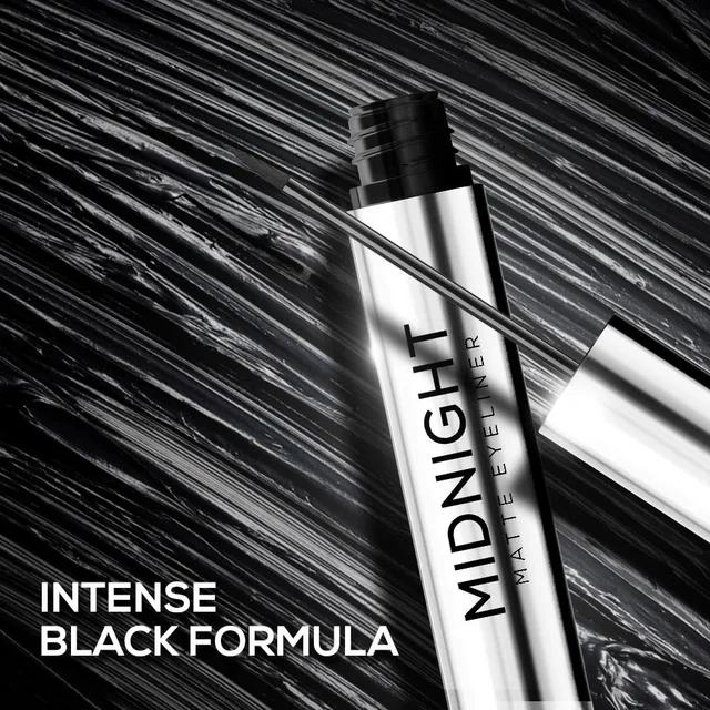 Renee Midnight Matte Eyeliner 2.5ml | Darkest Black | Smudge-Proof & Waterproof | Long Lasting | Smooth & One-Swipe-Application | Intense Black Pigment | Enriched with Chamomile, Aloe Vera & Vitamin E