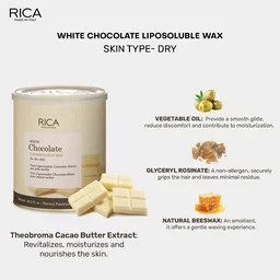 Rica White Chocolate Liposoluble Wax | Gentle, Moisturizing Hair Removal | Less Painful Application | Redness Free Hair Removal | For Dry Skin | 800g