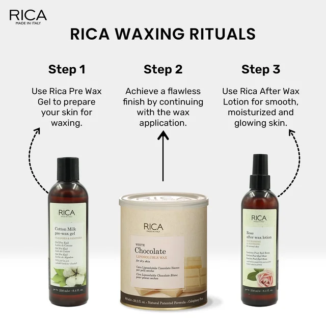 Rica White Chocolate Liposoluble Wax | Gentle, Moisturizing Hair Removal | Less Painful Application | Redness Free Hair Removal | For Dry Skin | 800g