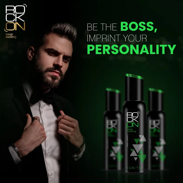 Rock On Ignite Deodorant for Men 150ml | Long-Lasting Bold Fragrance Body Spray | Premium Deodorant with All-Day Odor Protection for Men