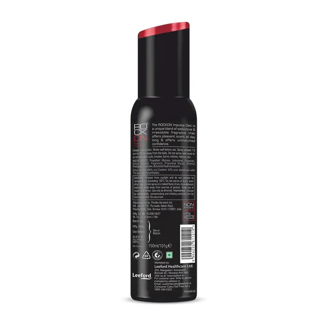 Rock On Impulse Deodorant Body Spray 150ml | Long-Lasting Fresh Fragrance | Unisex Deodorant for Men & Women | All-Day Odor Control & Confidence Boost