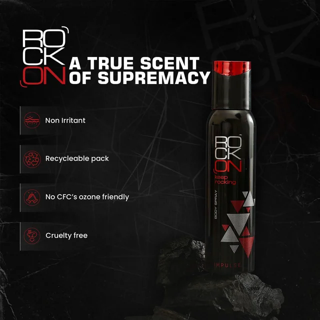 Rock On Impulse Deodorant Body Spray 150ml | Long-Lasting Fresh Fragrance | Unisex Deodorant for Men & Women | All-Day Odor Control & Confidence Boost