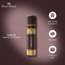 Royal Mirage Men Body Deodorant Spray 200ml Original Classic | Refreshing Perfumed Body Spray | Everyday Fragrance for Men | Long-Lasting Freshness & Confidence