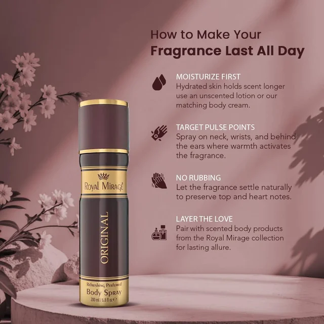 Royal Mirage Men Body Deodorant Spray 200ml Original Classic | Refreshing Perfumed Body Spray | Everyday Fragrance for Men | Long-Lasting Freshness & Confidence