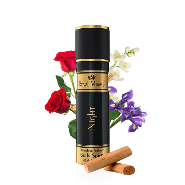 Royal Mirage Night Body Spray 200ml for Men | Premium Luxury Body Spray | Floral & Woody Notes | Long-Lasting Freshness | Alcohol-Free | Mysterious Night Aroma