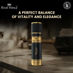 Royal Mirage Night Body Spray 200ml for Men | Premium Luxury Body Spray | Floral & Woody Notes | Long-Lasting Freshness | Alcohol-Free | Mysterious Night Aroma