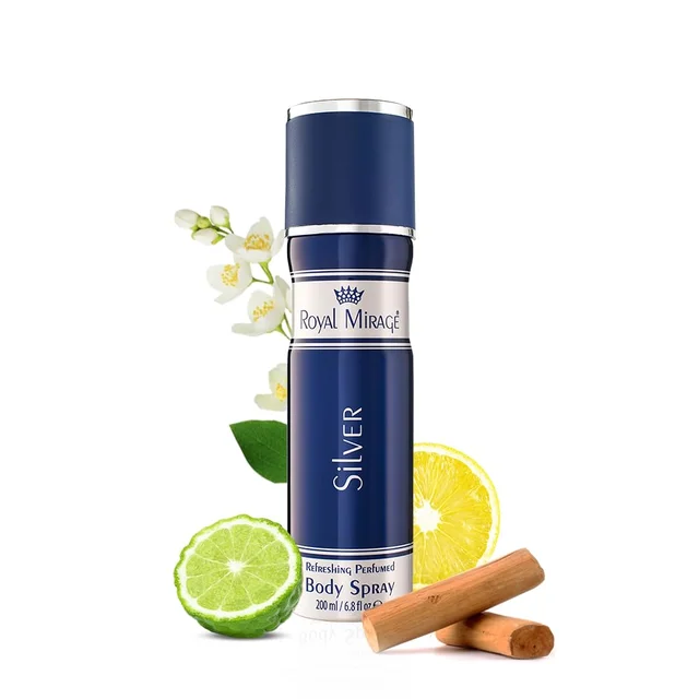 Royal Mirage Silver Body Spray 200ml | Unisex Perfume for Men & Women | Citrus, Floral & Woody Notes | Everyday Elegance | Long-Lasting Freshness | Affordable Luxury