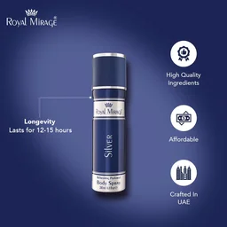 Royal Mirage Silver Body Spray 200ml | Unisex Perfume for Men & Women | Citrus, Floral & Woody Notes | Everyday Elegance | Long-Lasting Freshness | Affordable Luxury