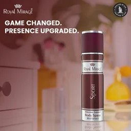 Royal Mirage Sport Body Spray 200ml | Premium Luxury Unisex Body Spray | Floral & Woody Fragrance | Energizing Scent for Daily Wear, Gym, Travel & Outdoor Use
