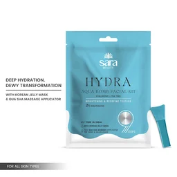 Sara Beuty Hydra Aqua Bomb Facial Kit for Skin Brightening with Hyaluronic Acid & Tea Tree | Deep Hydration, Glow Boost, Salon Style Facial Care Kit
