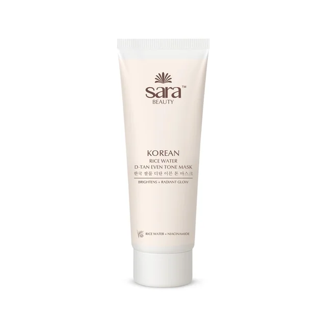 Sara Beauty Sara Korean Rice Water D-Tan Even Tone Mask 120g | Rice Water, Niacinamide, Vitamin C & Licorice | Removes Tan, Brightens Skin | Evens Tone, Hydrates & Adds Natural Glow