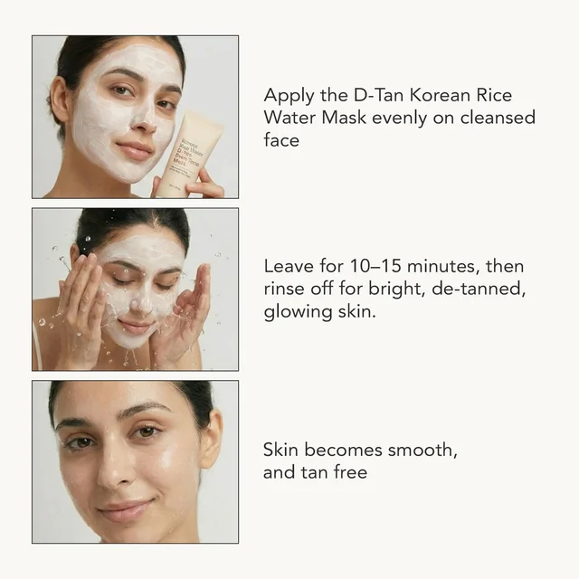 Sara Beauty Sara Korean Rice Water D-Tan Even Tone Mask 120g | Rice Water, Niacinamide, Vitamin C & Licorice | Removes Tan, Brightens Skin | Evens Tone, Hydrates & Adds Natural Glow