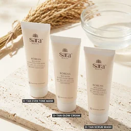 Sara Beauty Sara Korean Rice Water D-Tan Even Tone Mask 120g | Rice Water, Niacinamide, Vitamin C & Licorice | Removes Tan, Brightens Skin | Evens Tone, Hydrates & Adds Natural Glow