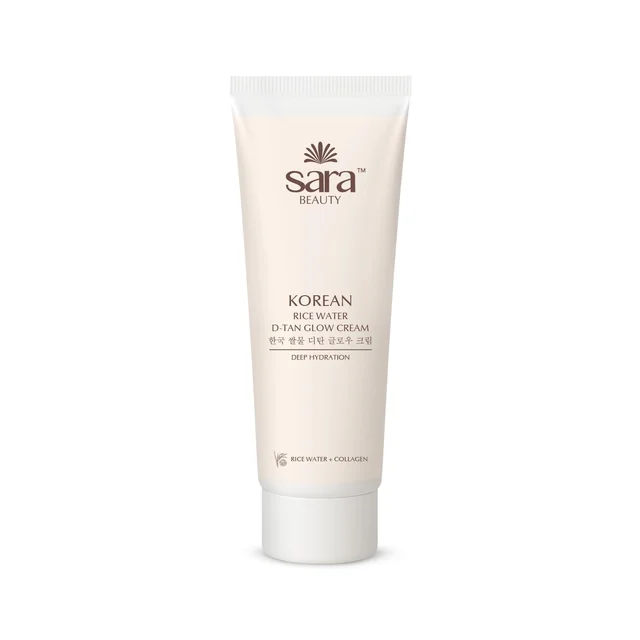 Sara Beauty Sara Korean Rice Water D-Tan Glow Cream 120g | Rice Water, Niacinamide, Vitamin C & Licorice | Brightening Face Cream for Tan Removal, Even Skin Tone & Daily Glow