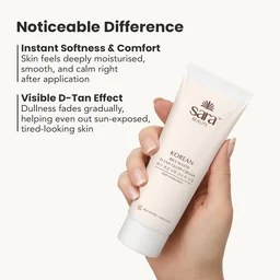 Sara Beauty Sara Korean Rice Water D-Tan Glow Cream 120g | Rice Water, Niacinamide, Vitamin C & Licorice | Brightening Face Cream for Tan Removal, Even Skin Tone & Daily Glow