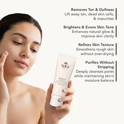 Sara Beauty Sara Korean Rice Water D-Tan Scrub Wash 120g | Rice Water, Walnut Shell & Vitamin C Face Scrub Wash | Removes Tan, Exfoliates Dead Skin, Brightens & Refreshes