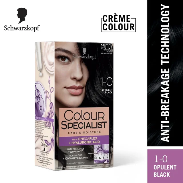 Schwarzkopf Colour Specialist 1.0 Opulent Black Hair Color 100ml | Permanent Hair Color | 100% Gray Coverage