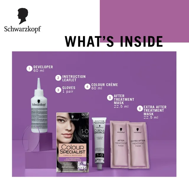 Schwarzkopf Colour Specialist 1.0 Opulent Black Hair Color 100ml | Permanent Hair Color | 100% Gray Coverage