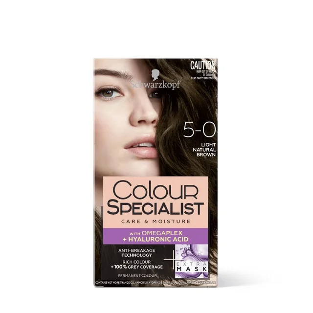 Schwarzkopf Colour Specialist 5.0 Light Natural Brown Hair Color 100ml | Permanent Hair Color | 100% Gray Coverage
