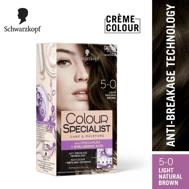 Schwarzkopf Colour Specialist 5.0 Light Natural Brown Hair Color 100ml | Permanent Hair Color | 100% Gray Coverage