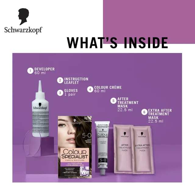 Schwarzkopf Colour Specialist 5.0 Light Natural Brown Hair Color 100ml | Permanent Hair Color | 100% Gray Coverage