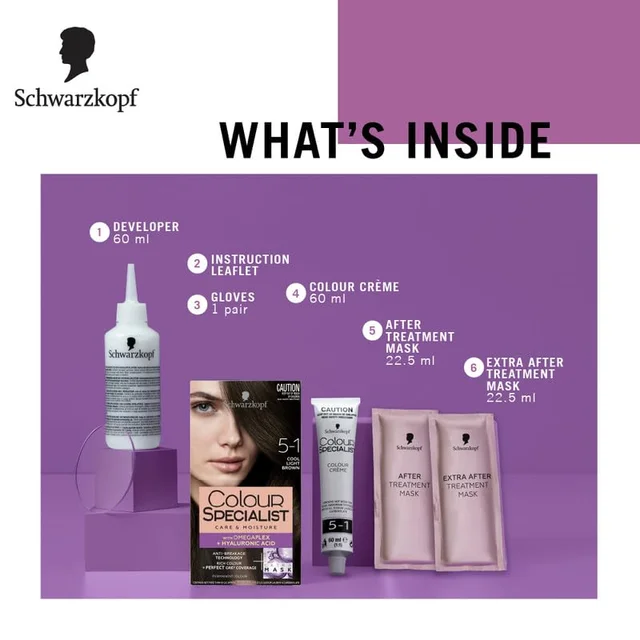 Schwarzkopf Colour Specialist 5.1 Cool Light Brown Hair Color 100ml | Permanent Hair Color | 100% Gray Coverage