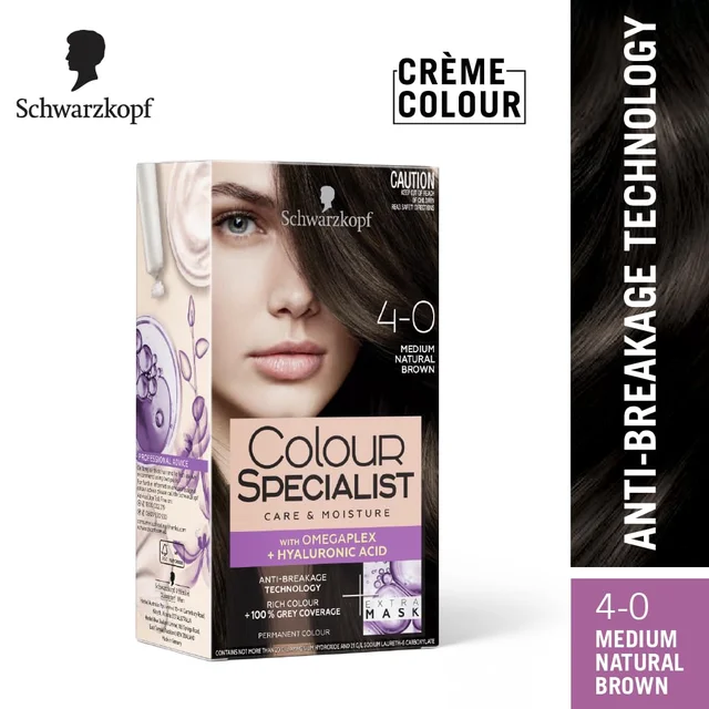 Schwarzkopf Colour Specialist 4.0 Medium Natural Brown Hair Color 100ml | Permanent Hair Color | 100% Gray Coverage